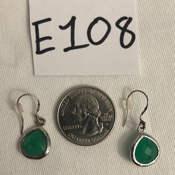 Green Teardrop Pierced Dangle Earrings with 952 Hooks - Picture 5 of 6